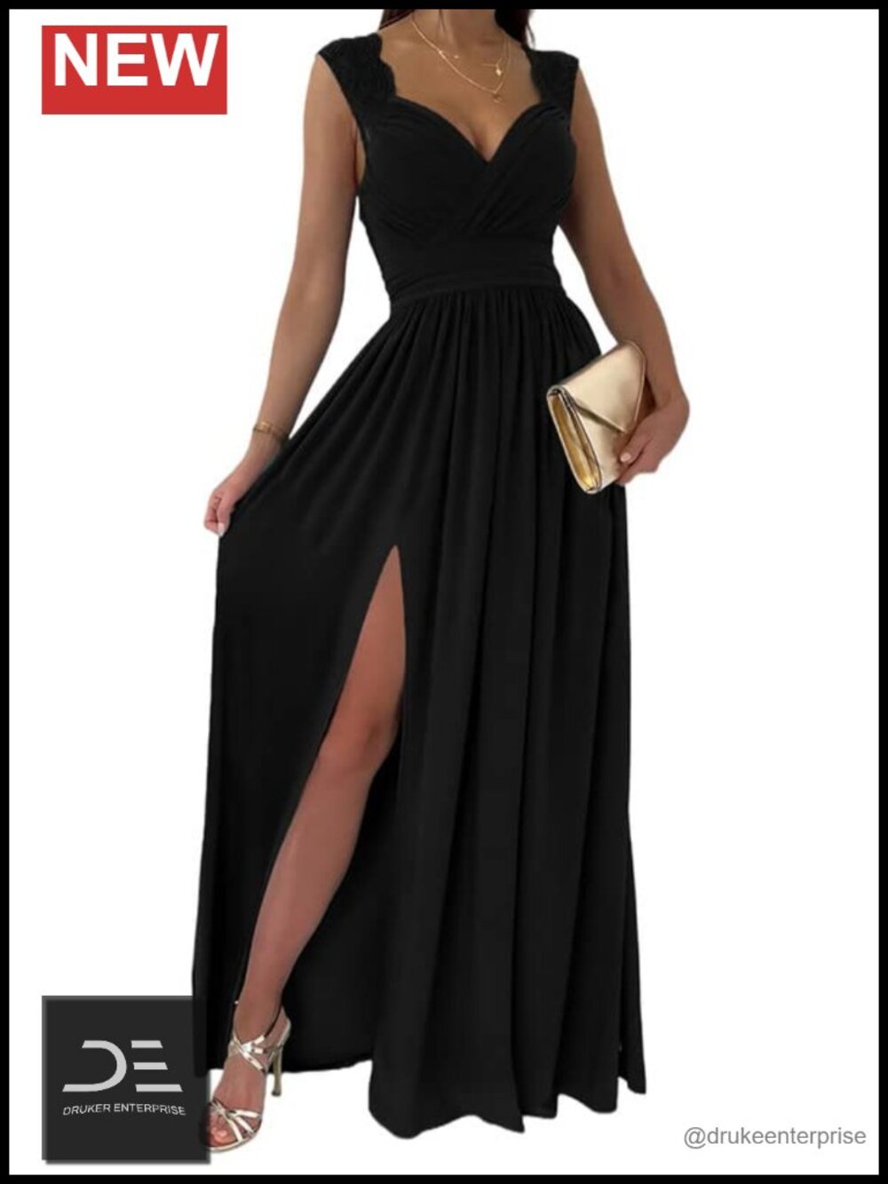 Dokotoo Womens Formal Dresses Wrap V-Neck Ruched Sexy Bridesmaid Wedding Guest